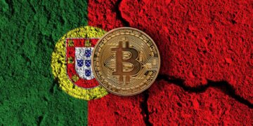 Bandeira-de-Portugal-rachada-com-Bitcoin-na-frente